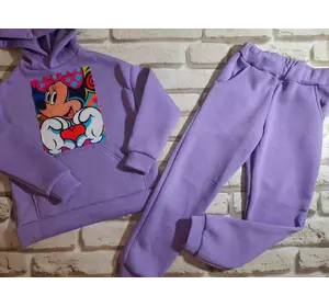 Дитячий спортивний костюм на дівчинку фіолетовий "Мікі Маус" (Плотна, тепла тканина, не кашлатиться)