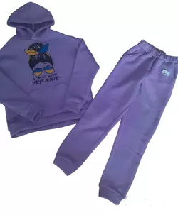 Дитячий спортивний костюм на дівчинку фіолетовий "Патріотичний" (Плотна, тепла тканина, не кашлатиться) 128-134